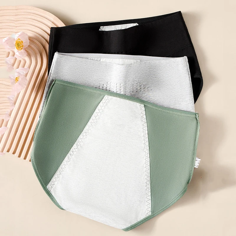 3Pcs High Waist Menstrual Women Panties Widen Period Pants Leak Proof Physiological Underwear Plus Size 4XL Cotton Female Briefs - Image 3