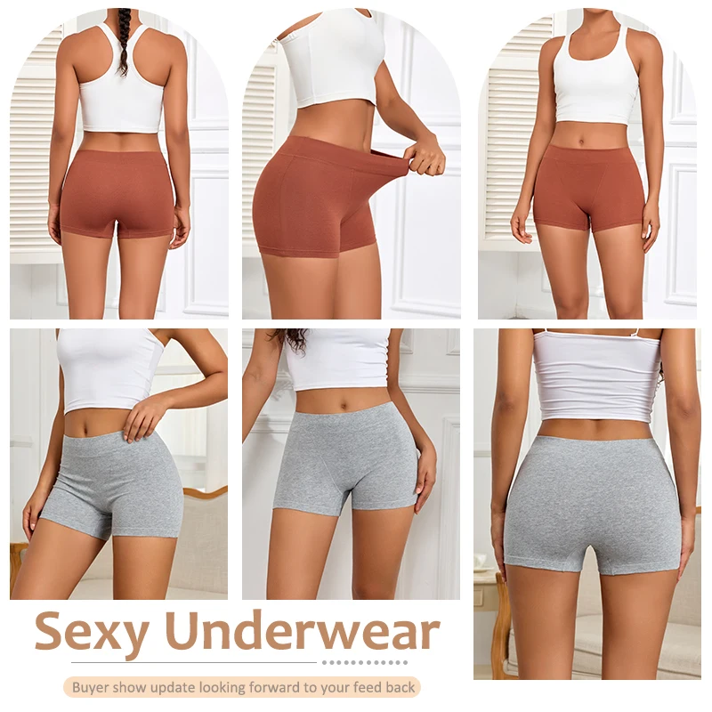 3Pcs Women Cotton Safety Short Seamless Boxer Briefs High Waist Soft Skin Friendly Ladies Anti-Ride Leggings Under Dress Panties - Image 4