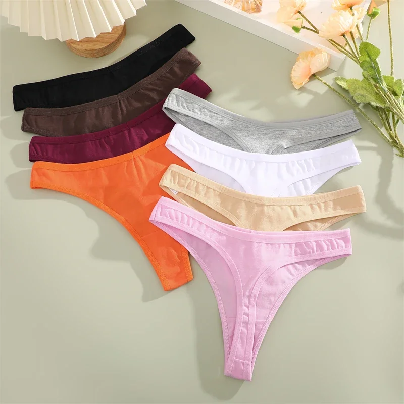 3Pcs/Set Seamless Thong Cotton Women Thin Strap Low Waist High Flexibility Panty Sexy Underwear Ladies Briefs T-back Soft Women - Image 4