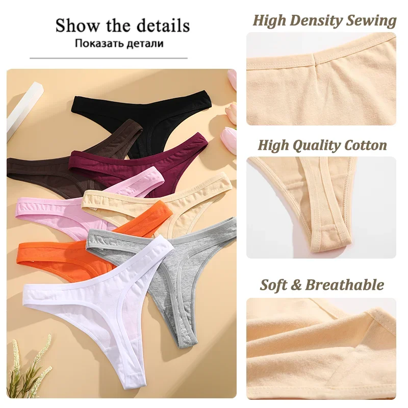 3Pcs/Set Seamless Thong Cotton Women Thin Strap Low Waist High Flexibility Panty Sexy Underwear Ladies Briefs T-back Soft Women - Image 3