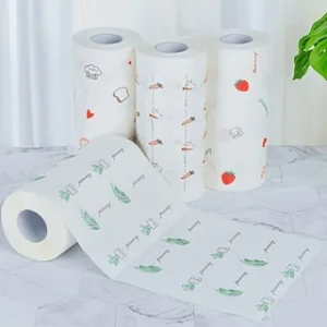 3Ply Thick Printed Kitchen Roll Paper Wet Dry Dual Use Disposable Cleaning Wipes Oil Proof Stain Cleaning Household Necessities