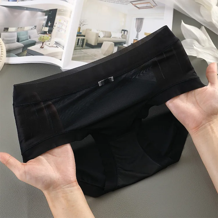 3pcs Ultra-thin Panties Summer Women Sexy Soft Underpant Solid Briefs Traceless Female Comfort Stretch Lingeries Black Underwear - Image 5