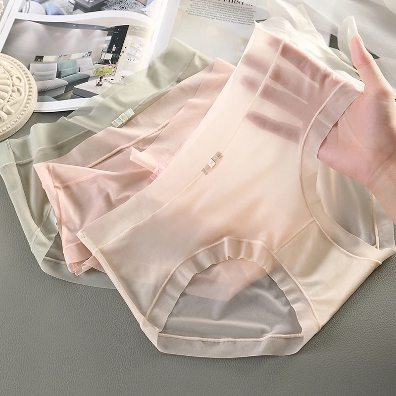 3pcs Ultra-thin Panties Summer Women Sexy Soft Underpant Solid Briefs Traceless Female Comfort Stretch Lingeries Black Underwear