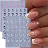 3pcs Valentine's Day Nail Art Stickers 3D Black White Pink Lines Love Heart Nail Decals DIY Adhesive Slider Manicure Decorations