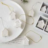 3pcs White Ceramic Xmas Hollow 3D House Pendants Hanging Ornaments Christmas Tree Winter Scene Decor