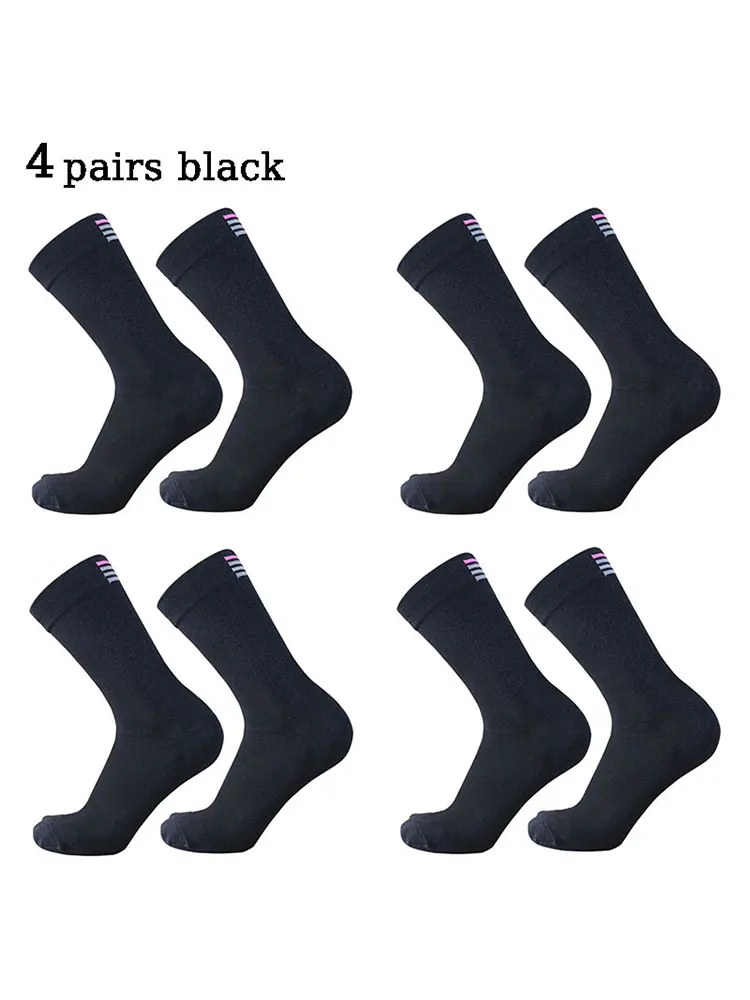 4 Pairs 2-Color RA Men Women Mid Length Cycling Socks Suitable for Racing Sports Cycling Highways Bicycles - Image 2
