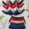 4-Piece Women's Floral Lace Lingerie Set Sexy Underwire Push-Up Bra Breathable Hollow Out Fashion Intimates