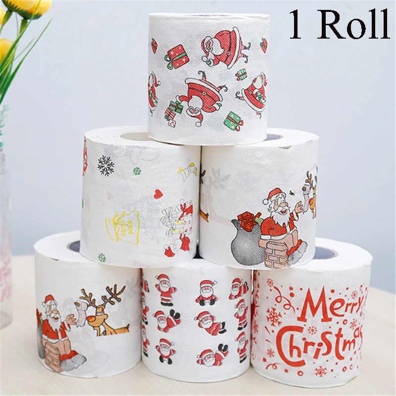 4 Rolls Christmas Toilet Paper Tissue Bathroom Decoration SantaClaus Supplies Party Snowflake Xmas Dinner Napkin Kitchen Tool - Image 2