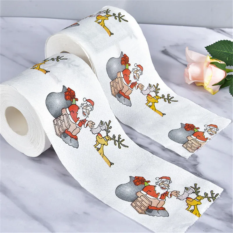 4 Rolls Christmas Toilet Paper Tissue Bathroom Decoration SantaClaus Supplies Party Snowflake Xmas Dinner Napkin Kitchen Tool - Image 3