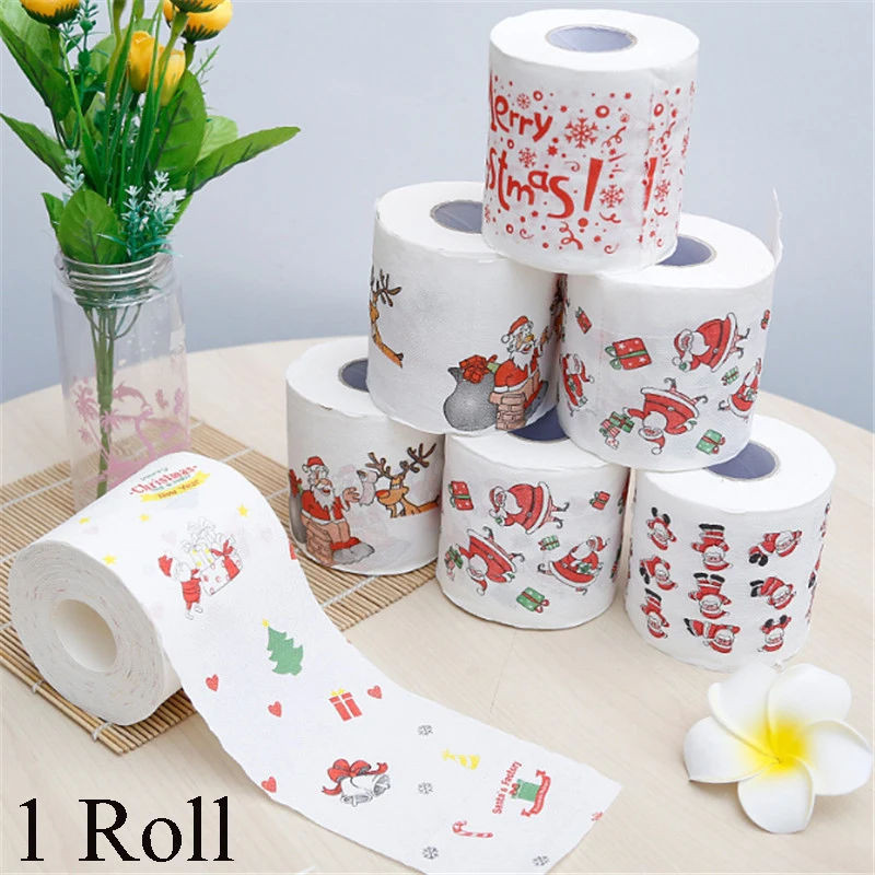 4 Rolls Christmas Toilet Paper Tissue Bathroom Decoration SantaClaus Supplies Party Snowflake Xmas Dinner Napkin Kitchen Tool - Image 4