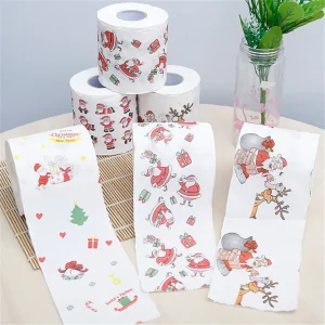 4 Rolls Christmas Toilet Paper Tissue Bathroom Decoration SantaClaus Supplies Party Snowflake Xmas Dinner Napkin Kitchen Tool