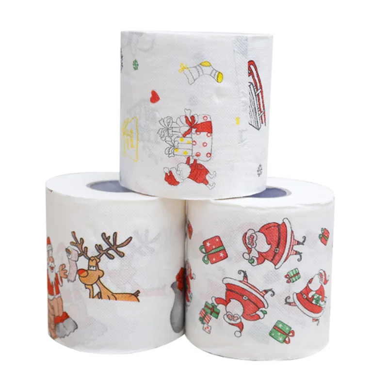 4 Rolls Christmas Toilet Paper Tissue Bathroom Decoration SantaClaus Supplies Party Snowflake Xmas Dinner Napkin Kitchen Tool - Image 6