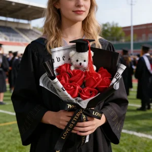 4 Styles Graduation Doctoral Bear Soap Flower Bouquet Eternal Rose Bouquet Graduation Season Gift For Classmates Friends