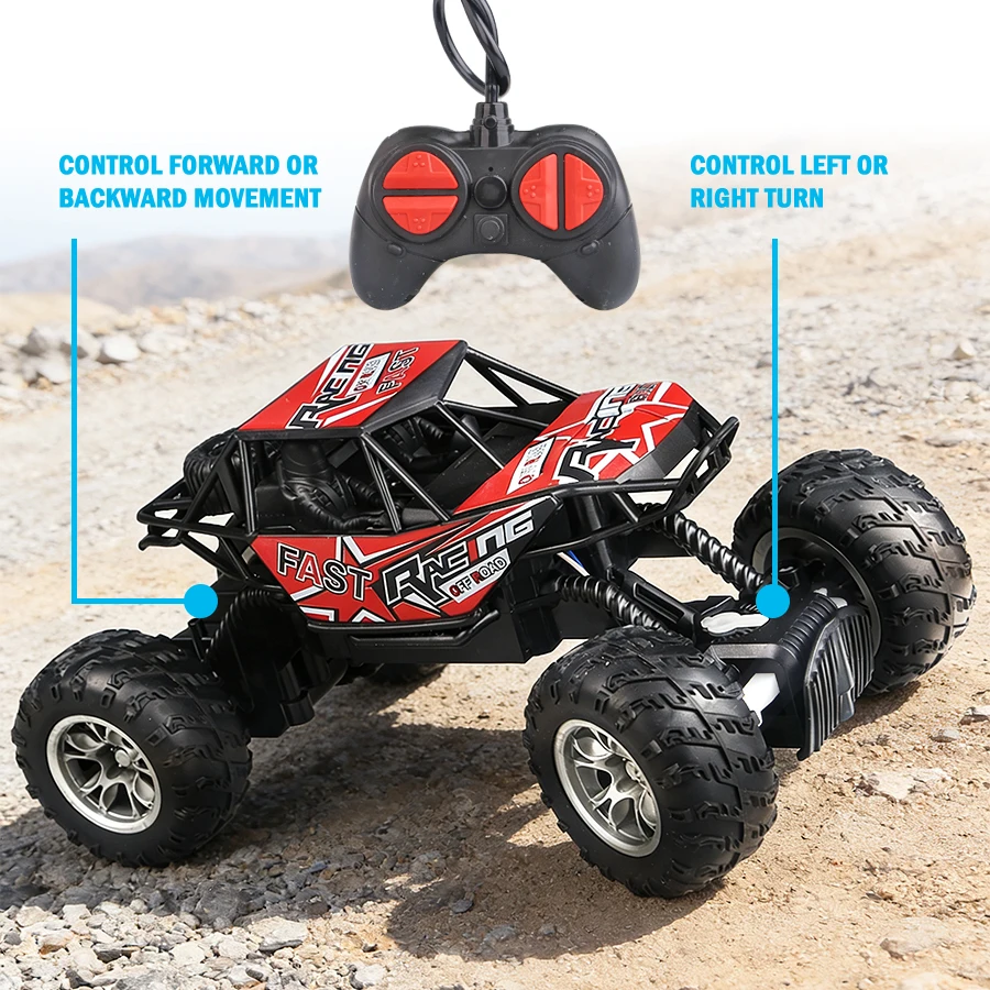 4-Way Remote Control Car with Lights, Anti-Slip Rubber Tires, Outdoor Off-Road Climbing Toy Car Model for Kidsren and Boys - Image 2