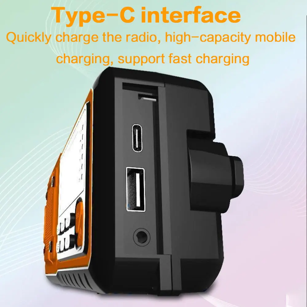 4000mAh Portable Emergency Solar Power Radio Hand Crank Charging AM/FM Weather Radio Led Reading Flashlight Bank Phone Charger - Image 3