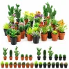 4/8PCS Miniature Artificial Potted Succulent Cactus Plastic Plants Decorative Ornament for Windowsill Desktop Landscape Prop ZYF