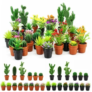 4/8PCS Miniature Artificial Potted Succulent Cactus Plastic Plants Decorative Ornament for Windowsill Desktop Landscape Prop ZYF