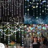 4M Iridescent Party Decor Holographic Circle Iridescent Star Decorations, Hanging Stars Banner Decor for Birthday Wedding Xmas