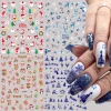 4pcs Blue Snowflake Elk Christmas Nail Art Stickers 3D Kawaii Santa Claus Festival Atmosphere Nail Decals DIY Xmas Manicure Deco