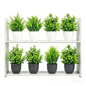 4pcs/set Mini Artificial Plants Potted Indoor Outdoor Decor Green Bonsai for Home Garden Office Living Room Decoration Ornament