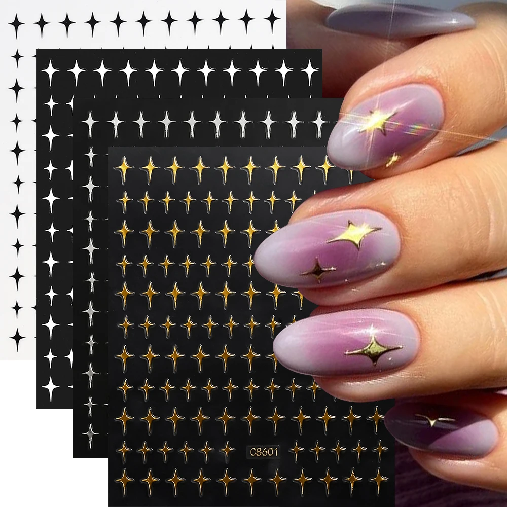 4pcs/set Roman Letters Nail Stickers 3D Black/White/Gold/Silver Alphabet Adhesive Nail Decasl English Letters DIY Manicure Decor - Image 2