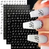 4pcs/set Roman Letters Nail Stickers 3D Black/White/Gold/Silver Alphabet Adhesive Nail Decasl English Letters DIY Manicure Decor