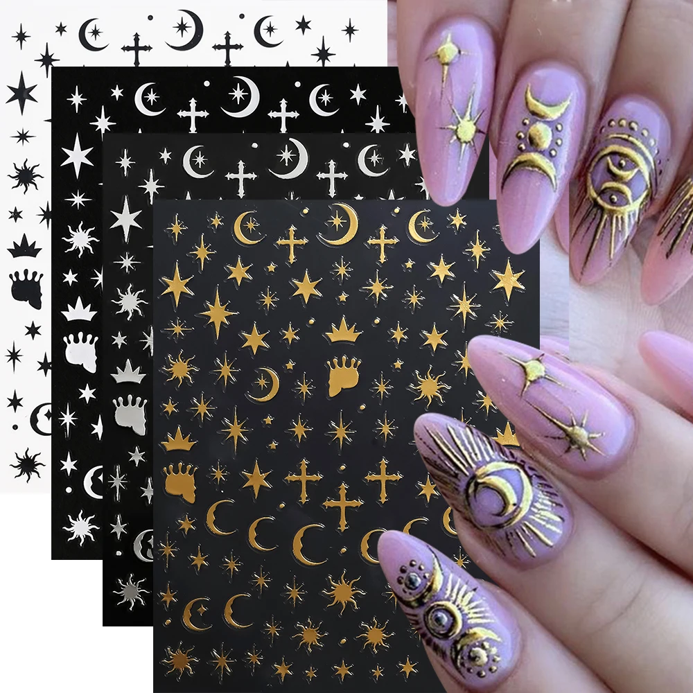 4pcs/set Roman Letters Nail Stickers 3D Black/White/Gold/Silver Alphabet Adhesive Nail Decasl English Letters DIY Manicure Decor - Image 3