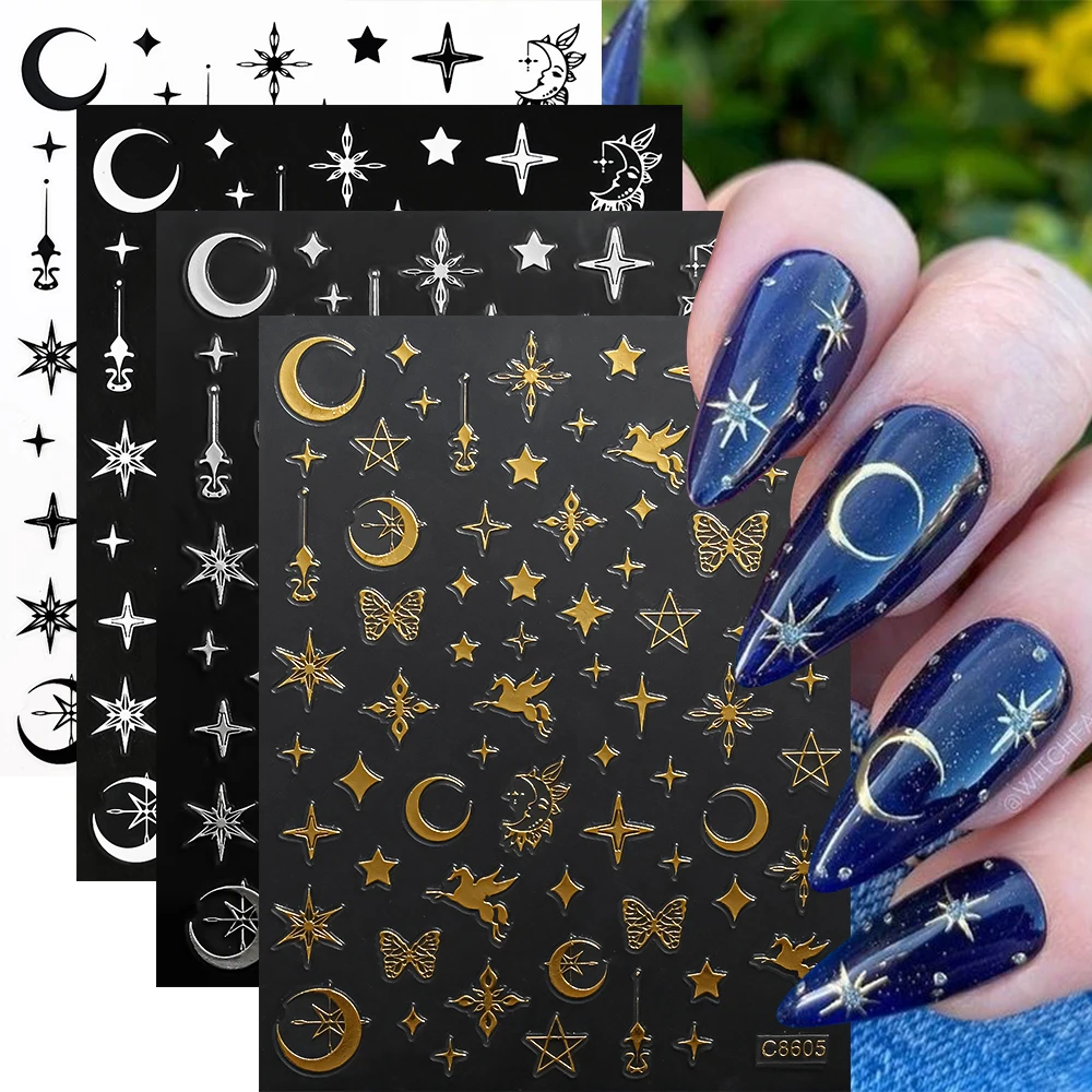 4pcs/set Roman Letters Nail Stickers 3D Black/White/Gold/Silver Alphabet Adhesive Nail Decasl English Letters DIY Manicure Decor - Image 5