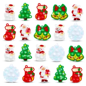 5-20 Pcs Christmas Themed Finger Press Bubble Keychains Christmas Communion Party New Year Carnival Party Favor Gift Bag Filling