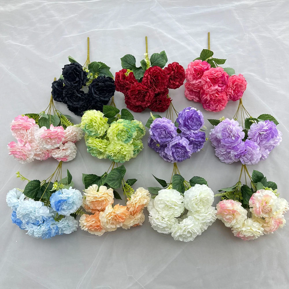 5 Heads Artificial Peony Bouquet Fake Silk Flowers Wedding Home Party Decor Bridal Flower Arrangement DIY Arch Table Centerpiec - Image 3