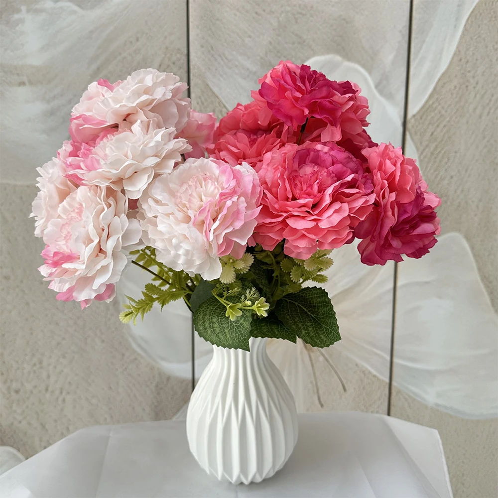 5 Heads Artificial Peony Bouquet Fake Silk Flowers Wedding Home Party Decor Bridal Flower Arrangement DIY Arch Table Centerpiec