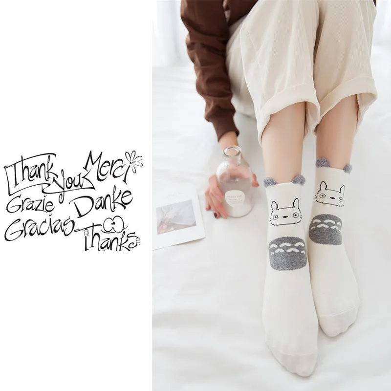 5 pairs lot pack women socks The New arrival Stereo ear cartoon animals happy funny cotton cute socks Feather yarn socks - Image 2