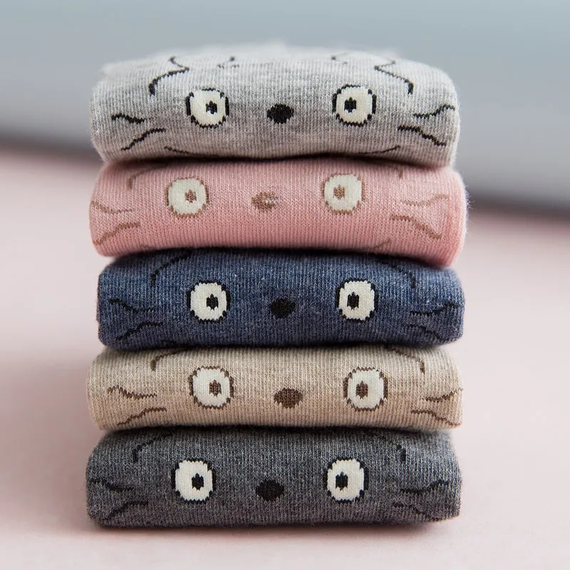 5 pairs lot pack women socks The New arrival Stereo ear cartoon animals happy funny cotton cute socks Feather yarn socks - Image 4
