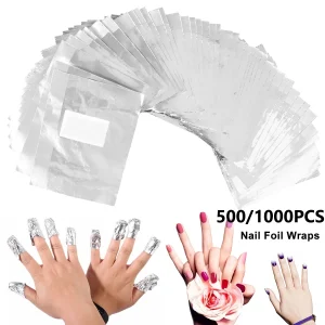 500/1000Pcs Nail Foil Wraps Nail Wraps Remover Tin Foil Nail Wraps Nail Art Soak Off Gel Polish Acrylic Removal Tool Accessories