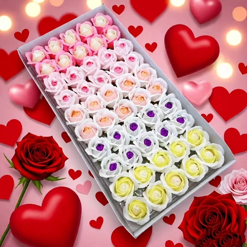 50Pcs 5cm Artificial Roses Soap Flowers Home Valentine's Wedding Decora Festival Teddy Bear Rose Bridal Bouquet Accessories - Image 2