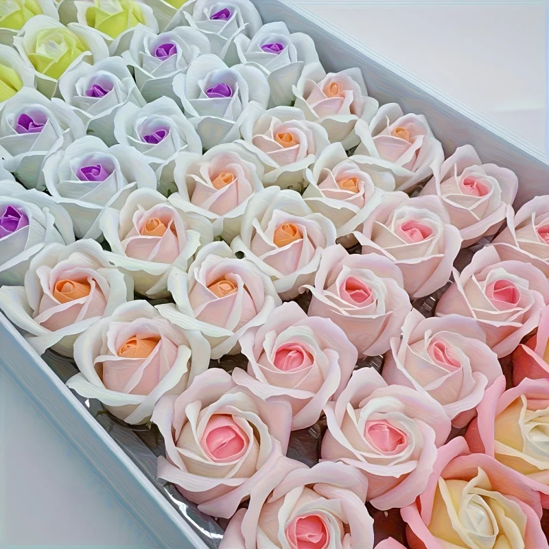 50Pcs 5cm Artificial Roses Soap Flowers Home Valentine's Wedding Decora Festival Teddy Bear Rose Bridal Bouquet Accessories - Image 5