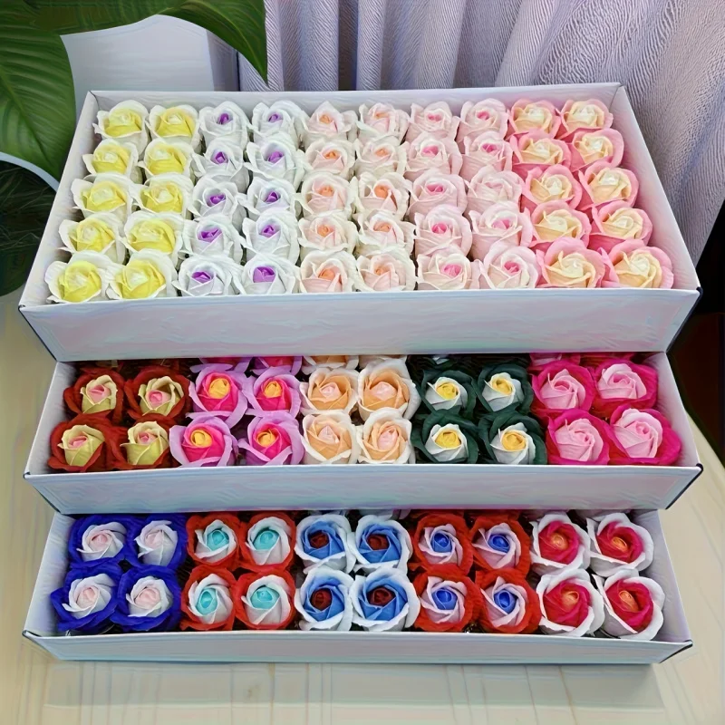 50Pcs 5cm Artificial Roses Soap Flowers Home Valentine's Wedding Decora Festival Teddy Bear Rose Bridal Bouquet Accessories - Image 3