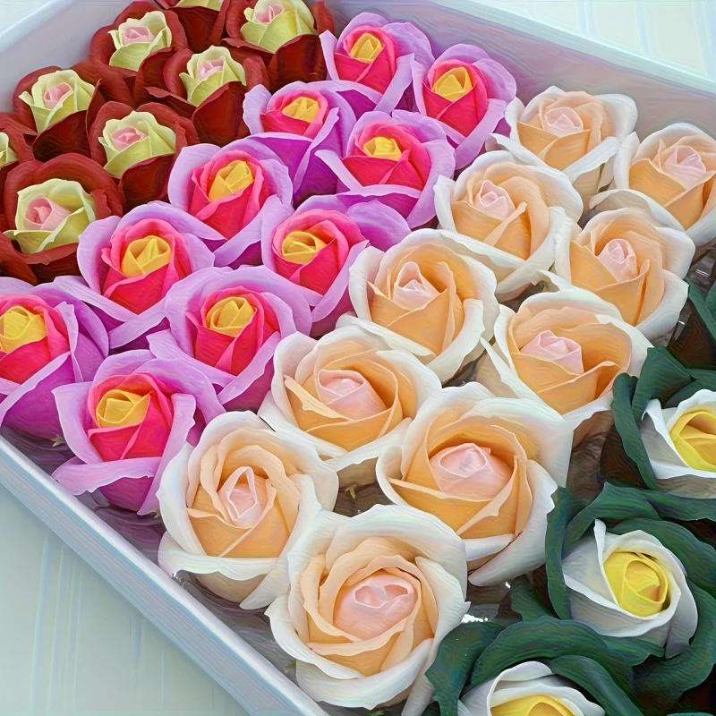 50Pcs 5cm Artificial Roses Soap Flowers Home Valentine's Wedding Decora Festival Teddy Bear Rose Bridal Bouquet Accessories - Image 4