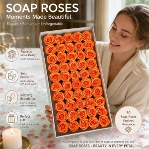 50Pcs Artificial Soap Rose Flower Heads Red 4.5cm Scented Floral DIY Bouquet Wedding Valentines Day Mothers Gift Home Decor