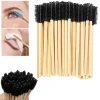 50Pcs Bamboo Handle Eyelash Brushes Mascara Wands Applicator Eye Lashes Extension Brush Eyebrow Spoolie Brushes Makeup Tool