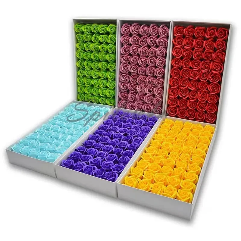 50pcs Artificial Soap Roses Flower Head Dia 4.5cm Beauty Wedding Valentine's Day Gift Roses Bouquet Home Party Decoration Flower