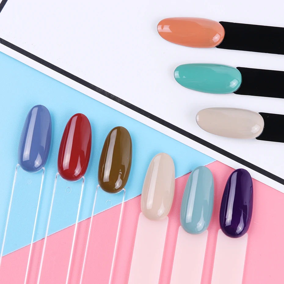 50pcs False Nail Display Tips Clear Nature Color Chart Oval Fan Style UV Gel Polish Swatch Shows Palette Practice Manicure Tools - Image 2