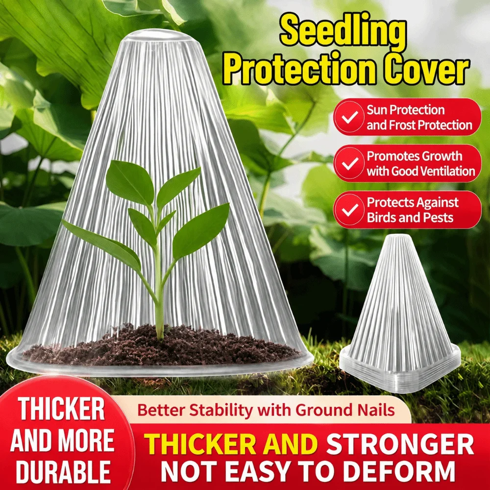50pcs Transparent Plant Seedling Cloche Insulated Plastic Plant Bell Covers Bird Proof Antifreeze Growth Box Protecting Plants - Image 2