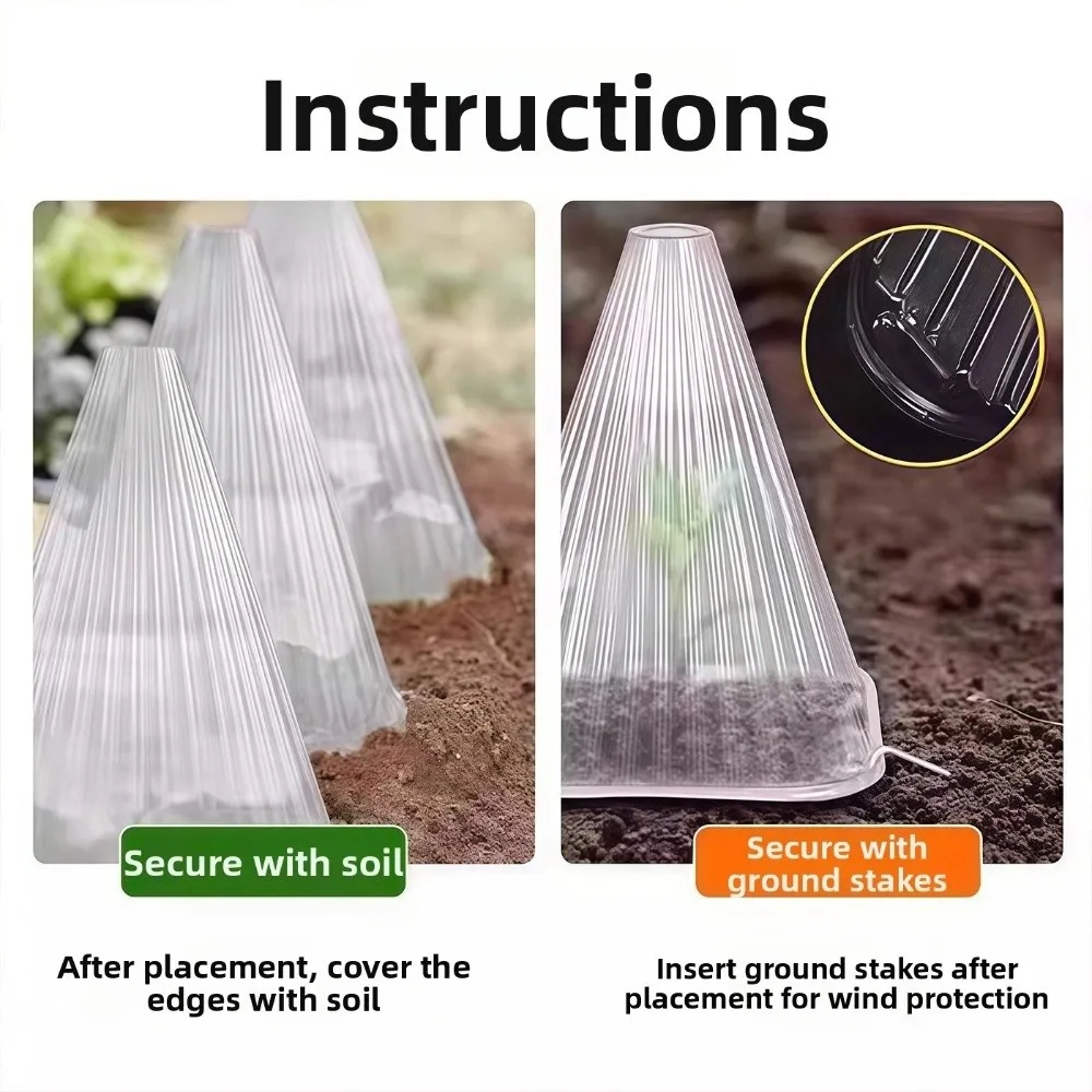 50pcs Transparent Plant Seedling Cloche Insulated Plastic Plant Bell Covers Bird Proof Antifreeze Growth Box Protecting Plants - Image 6