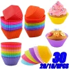 5/10/20/30pcs/lot Silicone Cake Mold Round Heart Shape Muffin Cupcake Baking Molds Home Kitchen Bakeware Resistant and Soft