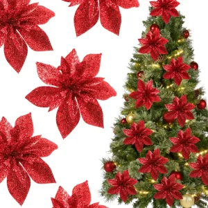 5/10/20Pcs Christmas Decoration Artificial Flowers for Xmas Tree Pendant Wreath Ornaments Home Party New Year 2026 Party Decor