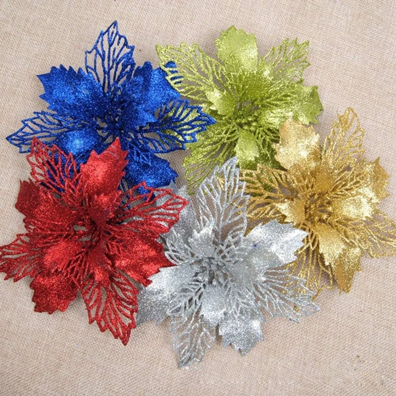 5/10Pcs Christmas Decoration Artificial Flowers Hanging Christmas Tree Pendant for Home Decor Party New Year Ornament Accessory - Image 6