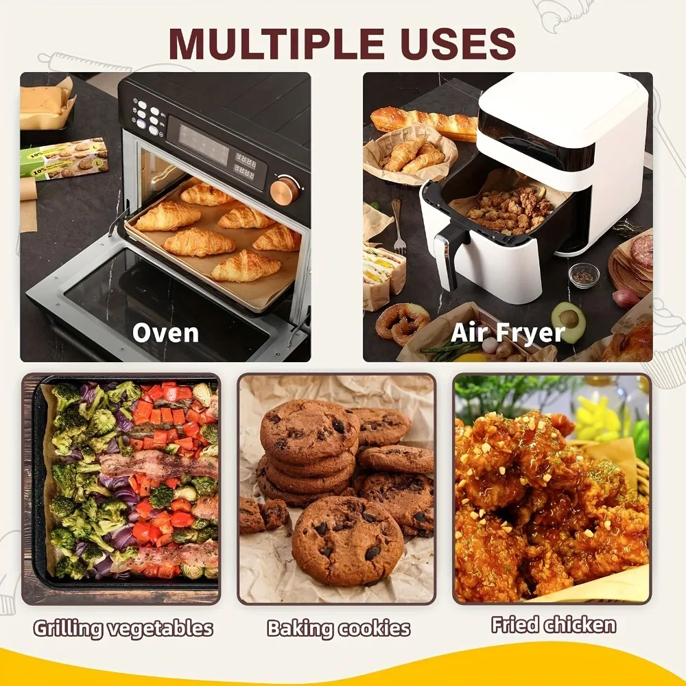 5/8/10/20m Parchment Paper Baking Sheets Non-Stick Precut Baking Liners for Oven Air Fryer Grilling Mat Steaming Bread Cookies - Image 5