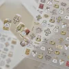 5D Embossed Retro Baroque Nail Stickers Self Adhesive Golden Cross Lock Pearl Stamp Nail Art DecalsLuxury DIYManicureDecorations