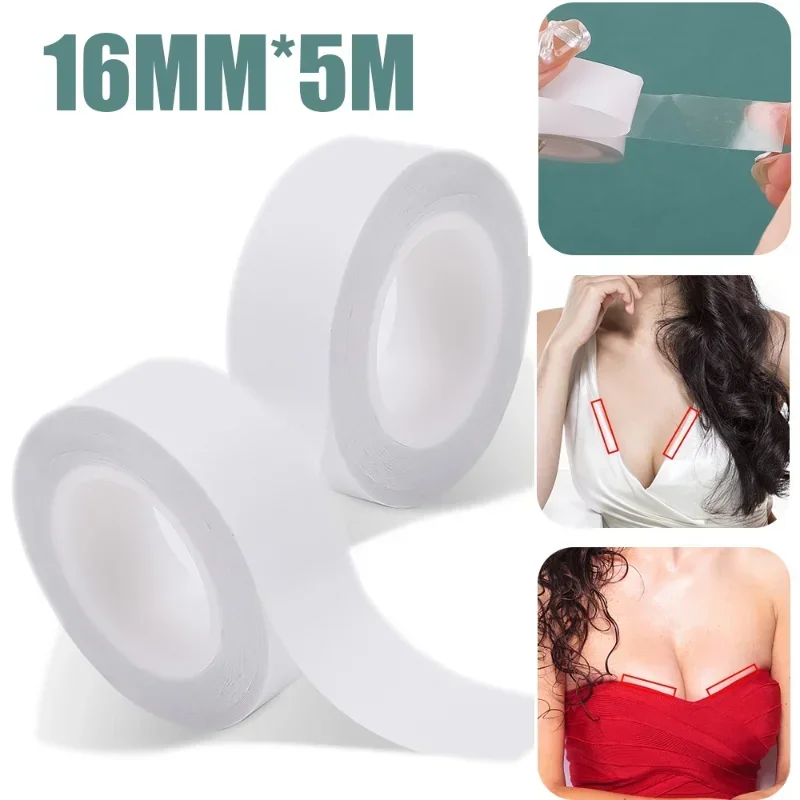 5M Waterproof Dress Cloth Tape for Women Double-sided Secret Body Adhesive Breast Bra Strip Safe Transparent Clear Lingerie Tape - Image 4